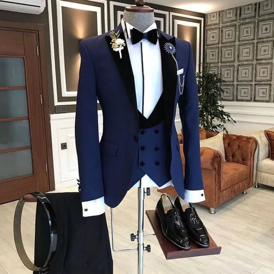 Navy Blue Costume Homme Business Men Suits Wedding Suit For Men Ternos Masculinos Slim Fit Tuxedos 3 Piece