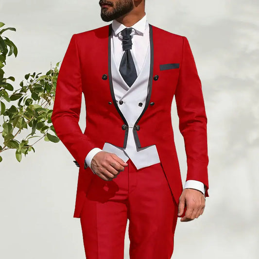 Wedding Suits For Men Custom Made Morning Dinner Party Tailcoat 3 Piece Men Slim Fit Suit Royal Blue Groom Tuxedo Bridegroom