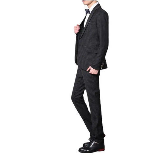 Business Men Suit Vertical Stripes Tailor-Made Tuxedo 3 Pieces Slim Fit Wedding Tuxedo Blazer Groom Groomsman Formal Customized