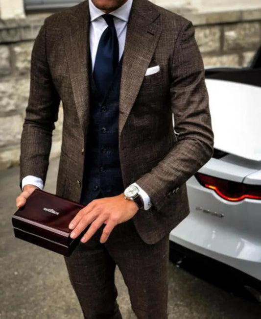 Modern Design 3 Piece Men Suits Single Breasted British Casual Customized Fit Party Suits Handsome Formal Prom Coat+Pants+Vest