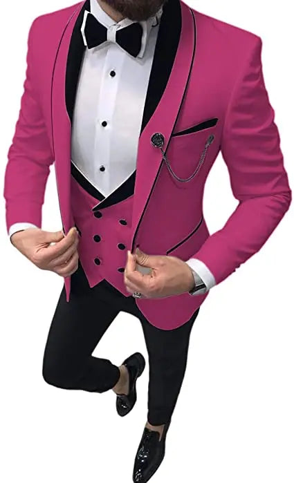 Costume Homme 3 Pieces Slim Fit Wedding Men Suit Tuxedos Groom Wear Prom Blazer Terno Masculino Jacket+Pant+Vest
