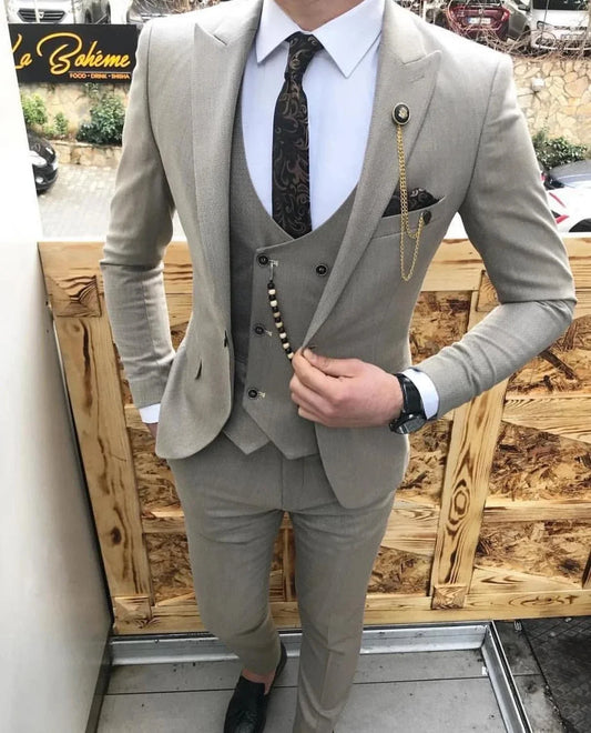 Men Suits Slim Fit 3 Piece Royal Blue Peaked Lapel Business For Wedding Suit Men Casual Prom Tuxedos Groom(Blazer+Vest+Pant)