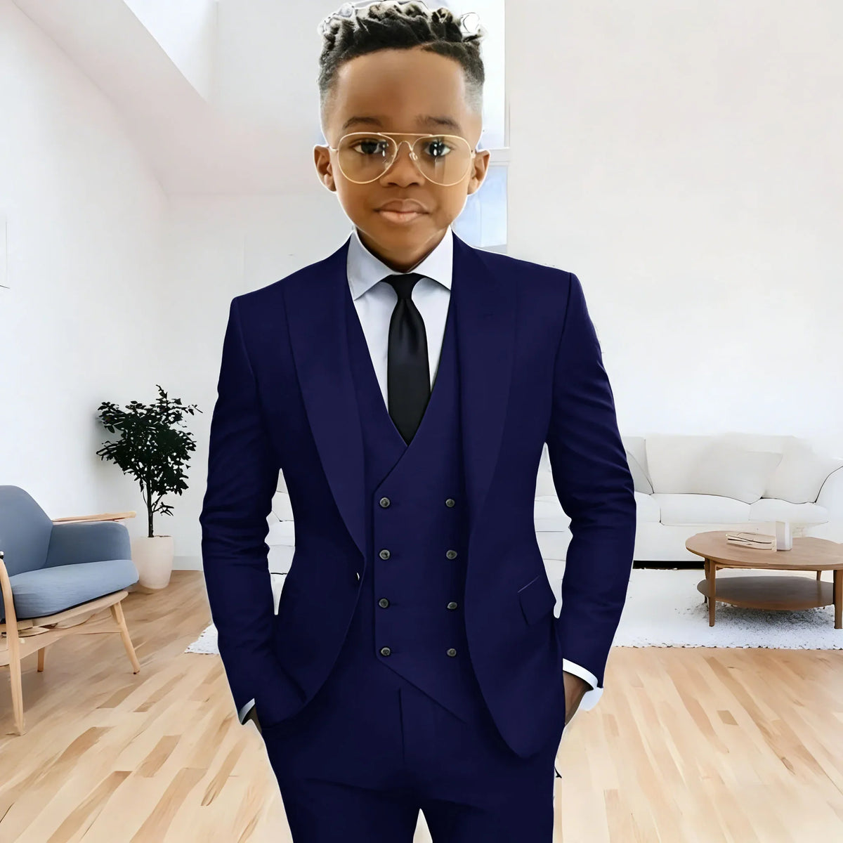 Dark Green boy's suit 3-piece jacket vest pants Peaked lapel slim fit attire for wedding prom dinner party custom kids tuxedo
