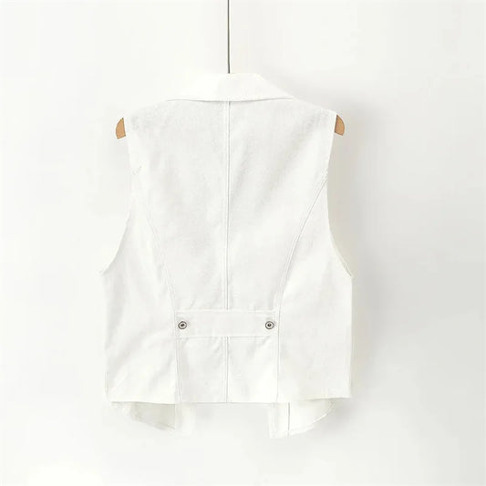 Women's Denim Vest 2025 New Ladies White Jean Jacket Fashion Waistcoat Summer Vest Coat Outwear S-5XL
