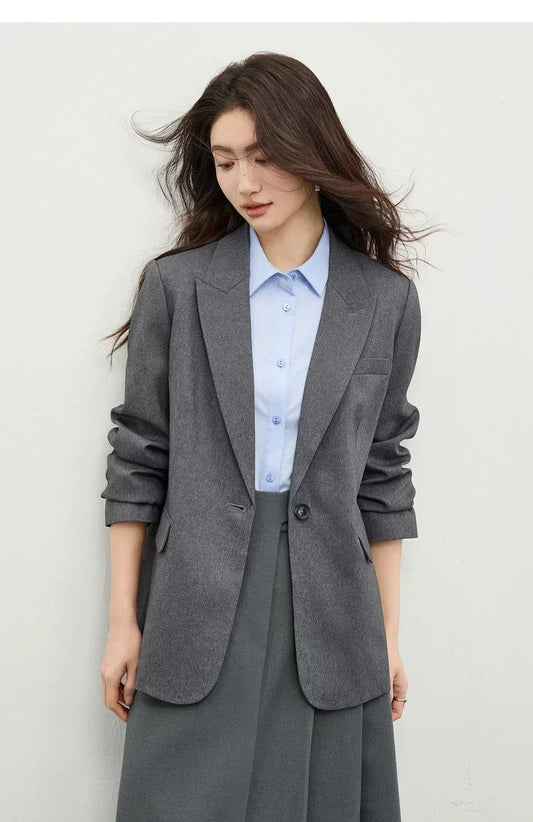 Women's Commuter Blazer Spring Single Breasted Padded Shoulder Suit Jacket 2026 Luxury Ladies Outerwear 161XA6516X