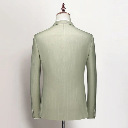 Men's Slim-fit Three-piece Wedding Suit Casual Fashion Boutique Solid Color Suit Vest Trousers Set High Quality