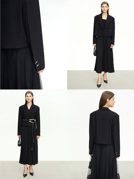 Minimalist Blazers For Women 2026 Autumn New Office Lady Solid Box Type Loose Notched Basics Short Suits Female 72353001