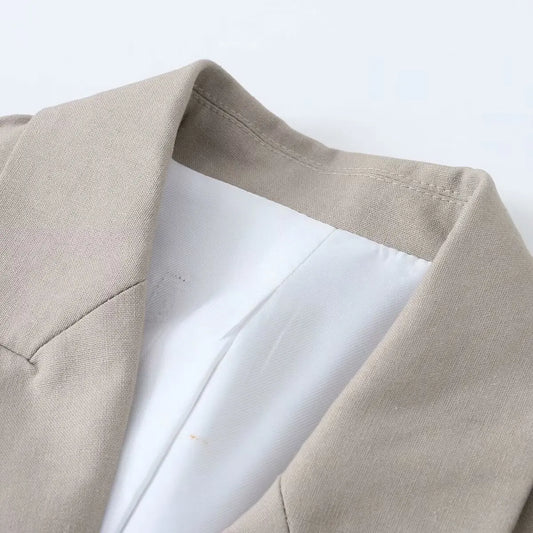 Women's Minimalist Oversized Linen Blazer High Quality Long Sleeve Outerwear Jackets Casual Office Wear Spring 2026