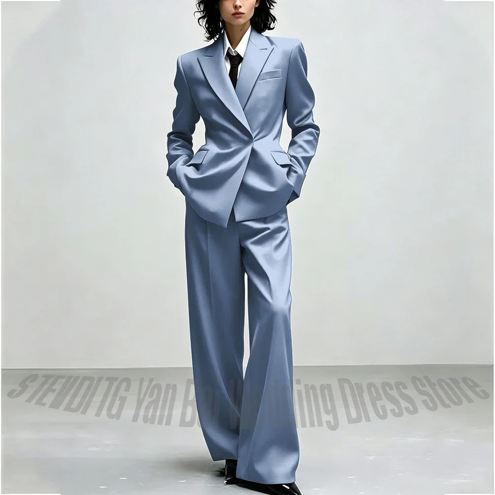 Casual Women Suit Trendy Solid Black Long Sleeve Lapel Straight Fashion Jacket Pants All-Match Shopping Street Style Daily Wear