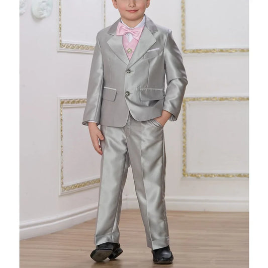 Chic Satin Boy Suits Notch Lapel Single Breasted Children's Clothing 2 Piece Daily Casual Formal Fashion Kids Clothes 2025