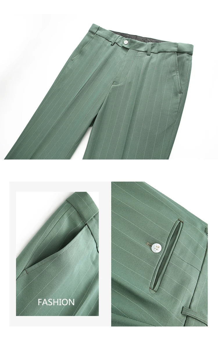 2024 Men's Casual Three-Piece Dress Suit Slim Fit Striped Wedding Outfit with Vest And Trousers High-Quality Fashionable