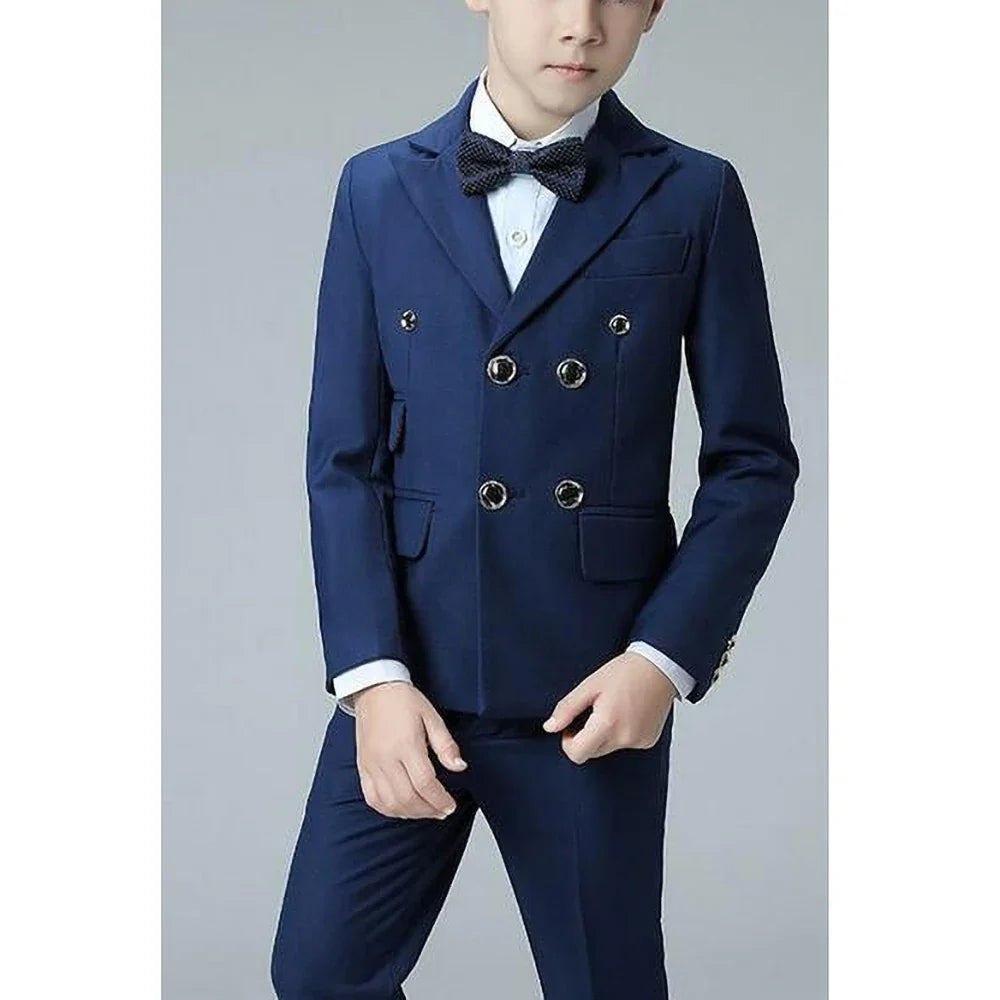 Elegant Boys Suits 2 Piece Fashion Peak Lapel Double Breasted Wear Slim Formal Daily Casual Kids Clothes Boy (Jacket+Pants)