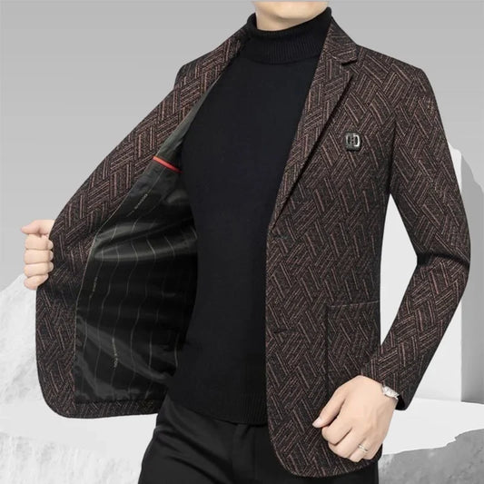 Men's Plus Size Blazer Single Breasted Slim Fit Casual Suit Jacket Autumn Winter