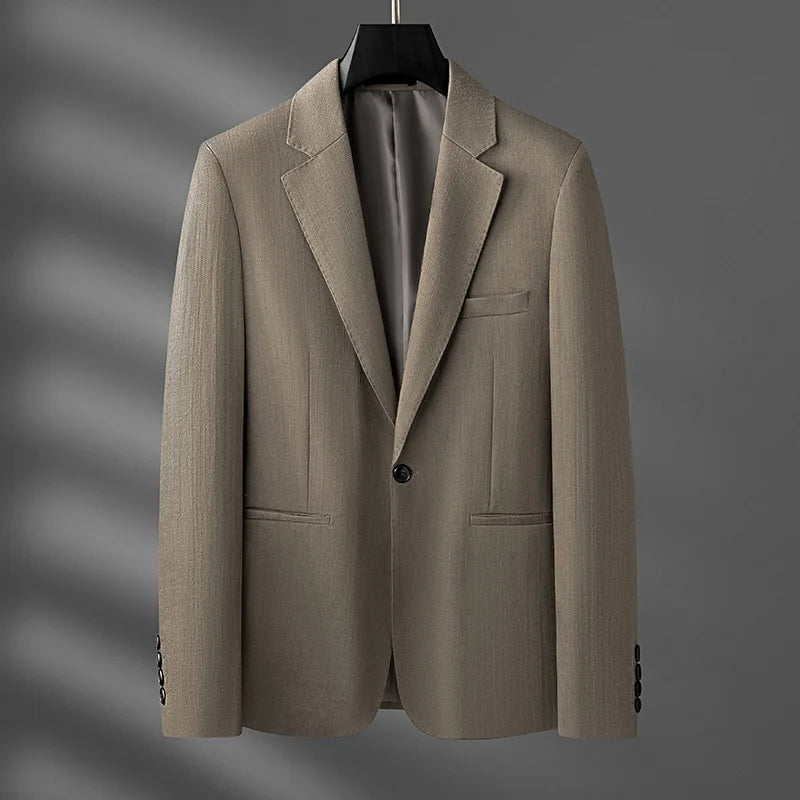 Spring and Autumn Men's British Naples suit, no perm, solid color, wedding, business, work, versatile, simple, high-end suit