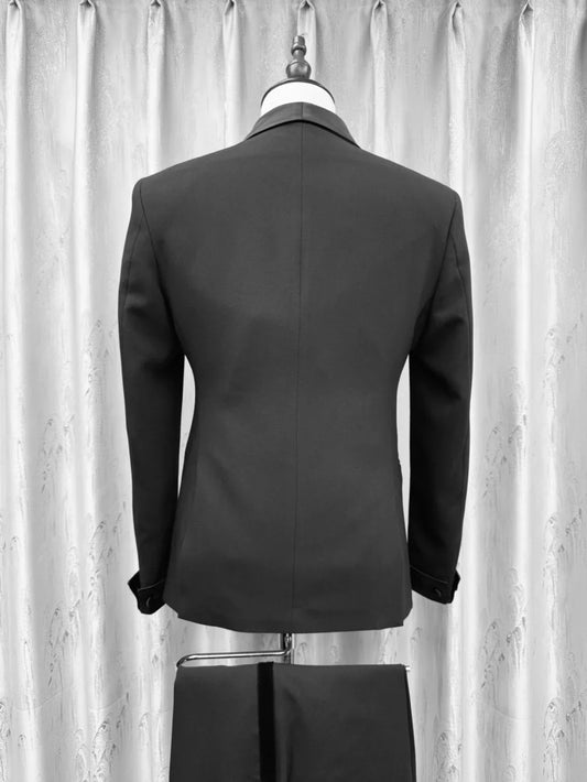 Black Classy Man Suit Set 2 Pieces Jacket Pants For Stage Performance Formal Shawl Lapel Men's Tuxedo For Wedding Party S-3XL
