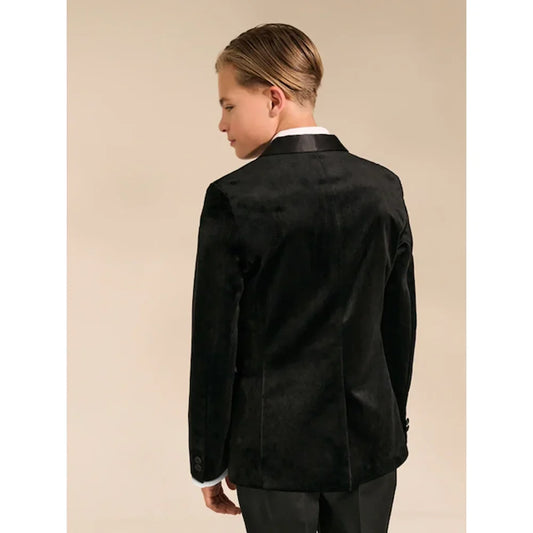 Black Velvet Boys Suits Chic Shawl Lapel One Button Blazer with Pants Formal Party Child Wedding Tuxedo Kids Clothes 2 Piece