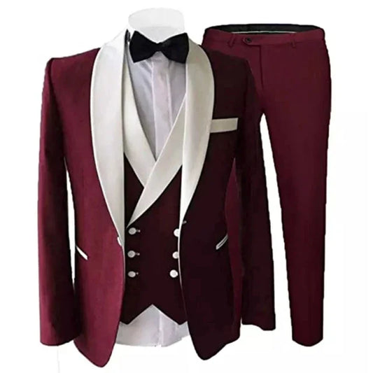 Navy Blue Men Suits Groom Tuxedos Peak Lapel Groom Tuxedos Mens Wedding Suits Men Clothing (Jacket+Pants+Vest)