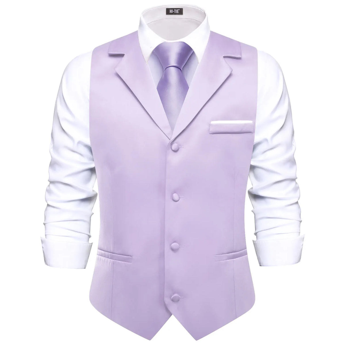 Men's Suit Vest with Tie Jacquard V-Neck Waistcoat for Business and Casual Occasions – Dusty Pink