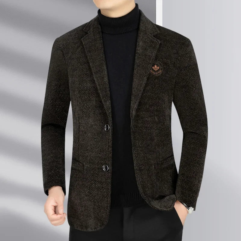 Blazer Men's Business Gentleman Wedding Fashionable Solid Color Best Man, Slimming and Casual Middle-aged and Elderly Blazer