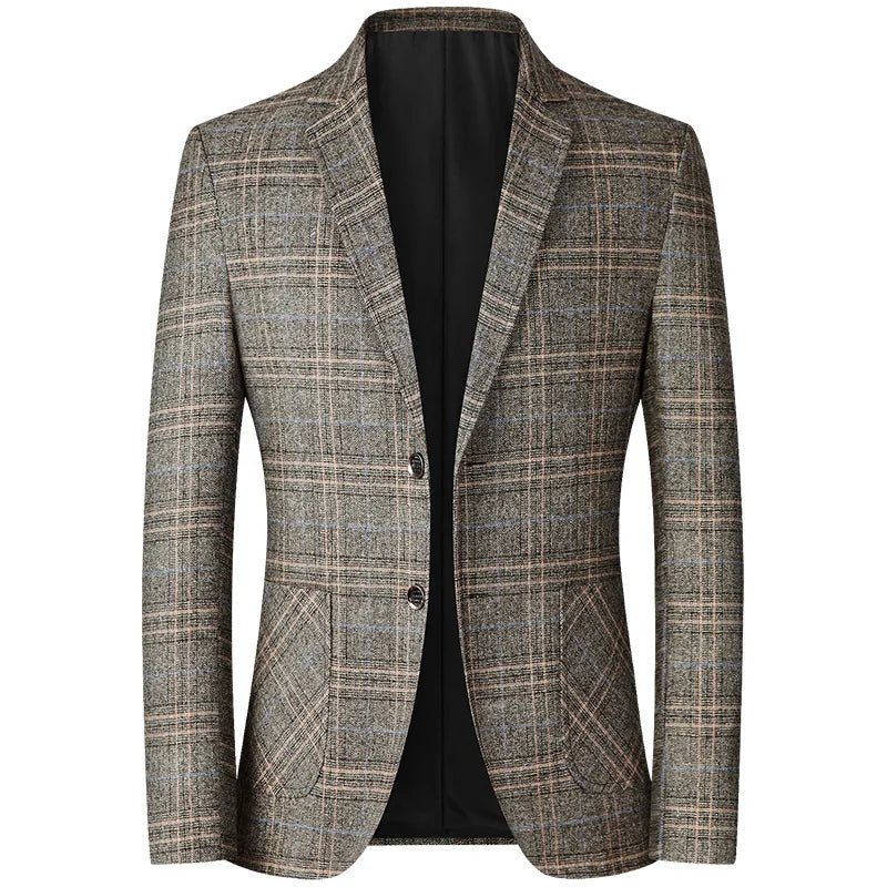 New Men's Plaid Blazer Male Suit Jacket Classic Slim Business Casual Blazers Men Clothing Wedding Suit Coats 4XL
