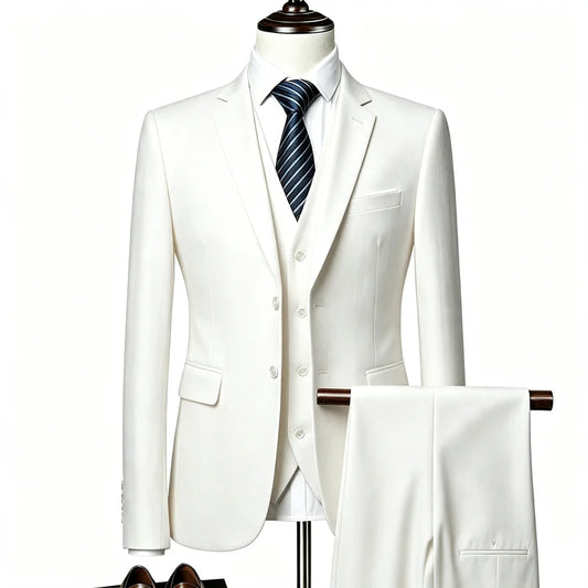 Ensemble de costume 3 pièces pour homme, coupe ajustée, veste, gilet et pantalon, pour bal, soirée, mariage et affaires
