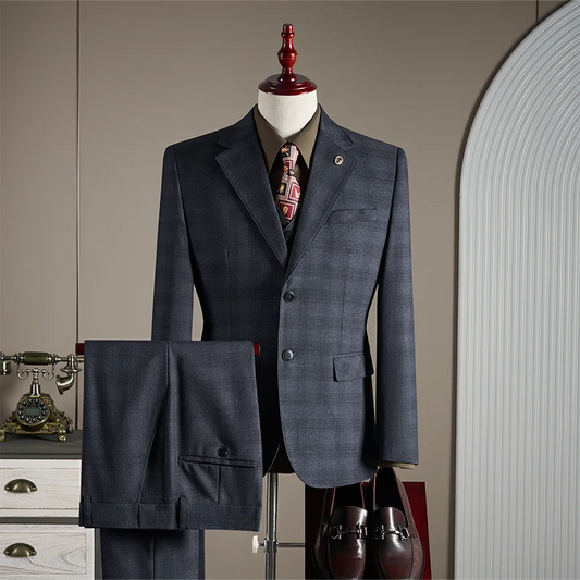 Men's Linen 3-Piece Slim Fit Suit | Peak Lapel Wedding & Formal Suit