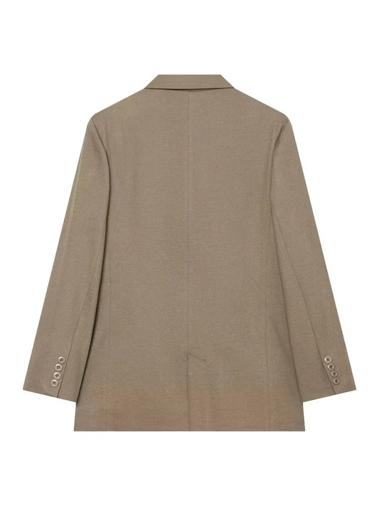 Women Oversized Blazer Single Breasted Lapel Long Sleeve Loose Suit Jacket Elegant Casual Office Lady Outerwear