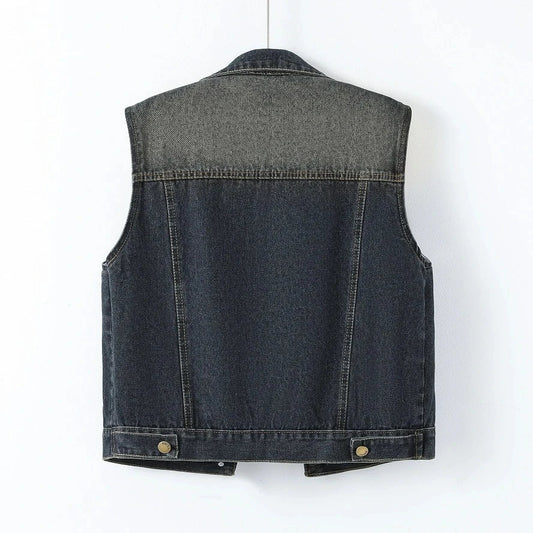 Retro Denim Vest Women's Short Style Sleeveless Jeans Jacket New Spring Autumn Lady Korean Loose Denim Waistcoat Camisole Top