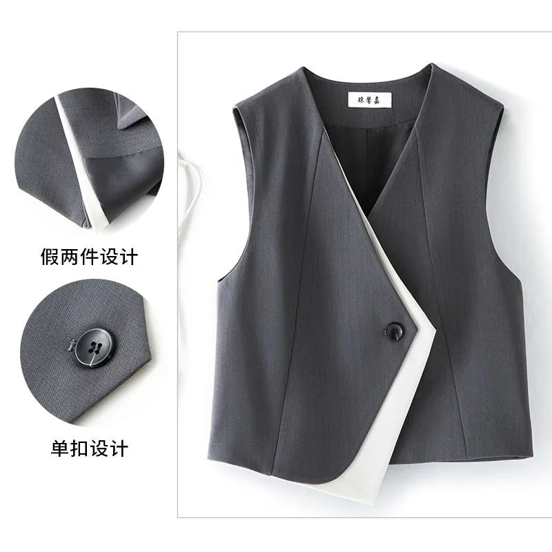 Old money style irregular suit vest women's vest 2025 spring and autumn new layered commuting professional capable shoulders