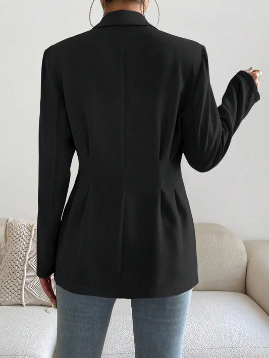 Womens Solid Color Classic Blazer Long Sleeve Single Button Slim Fit Office Work Jacket Autumn Spring Formal Outerwear