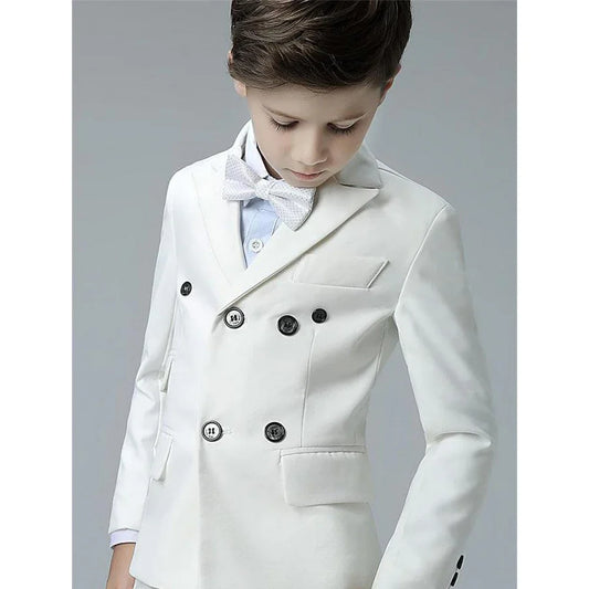 Elegant Boys Suits 2 Piece Fashion Peak Lapel Double Breasted Wear Slim Formal Daily Casual Kids Clothes Boy (Jacket+Pants)