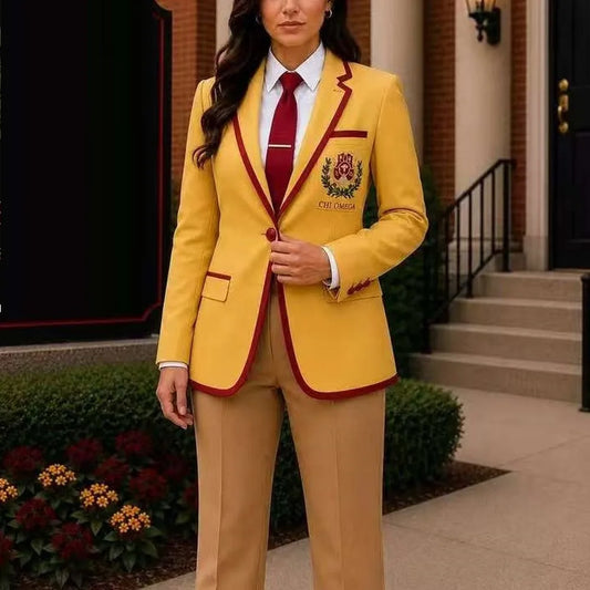 Yellow Red Beige Formal Business Women Suit Wedding Party Prom Ladies Mother Girl Tuxedos Costume 2 Piece Set Jacket Pants