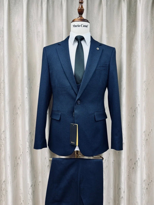 Men's Notched Lapel Suits 3 Pieces Business Outfit,Slim Fit Suit Set Jacket Vest Pants For Wedding,Classy Handsome Tuxedo S-3XL
