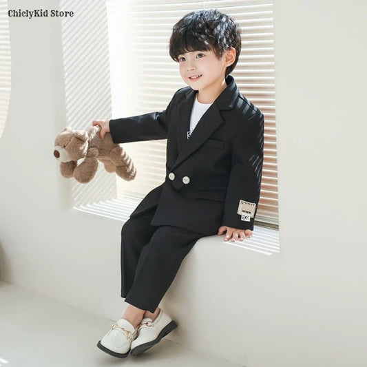 Boys Double Breasted Blazer Jack Vest Pants Children Suit Waistcoat Wedding Clothes Set Toddler Formal Dress Kids Tuxedos Outfit