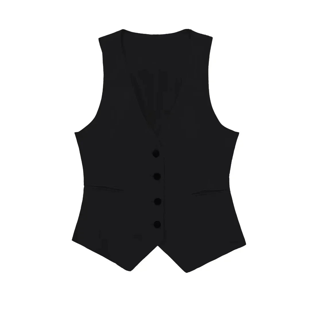 Fashion Women's Vest Linen Sleeveless Suit Vest Coat for Women Autumn Korean Female Black White Suit Vest Top