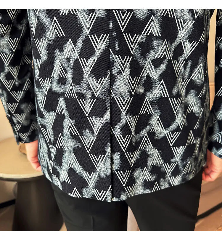 Jacquard Denim Korean Slim Fit Suit Coats 2025 New High Qualitys Fashion Men Slim Fit Business Formal Social Suit Jacket 4XL-M