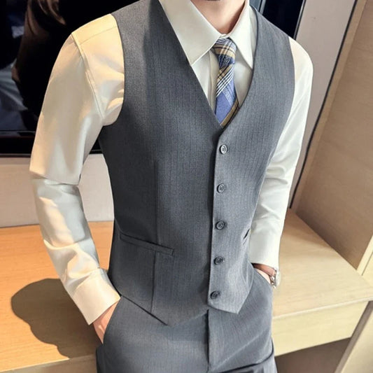 High Quality Wedding Groom Suit Set Men Business Formal Casual Suits 3 Piece Set (jacket+vest+pant) Office Work Party Prom Suit