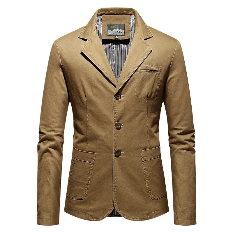 New Men's Blazers Male Male Spring Autumn Pure Cotton Solid Casual Blazer Men Clothing Outerwear Suit Jacket Coat 4XL AG818