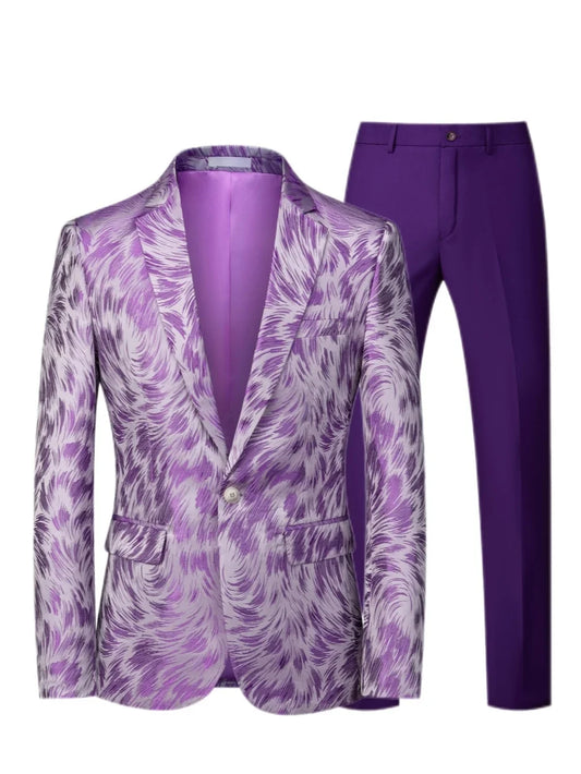 Stylisn Patterned man Suits 2 Pieces Jacket Pants Party Prom Wear Men's Regular Fit Suit Set For Performance Long Sleeved Tuxedo