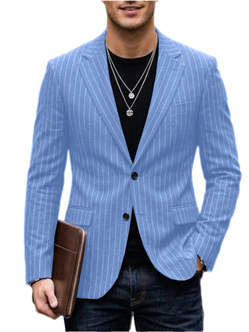 Men's Striped Blazer Casual Slim Fit Suit Jacket 2026 New Business Casual Single Breasted Blazer for Men Office Wedding Party Co