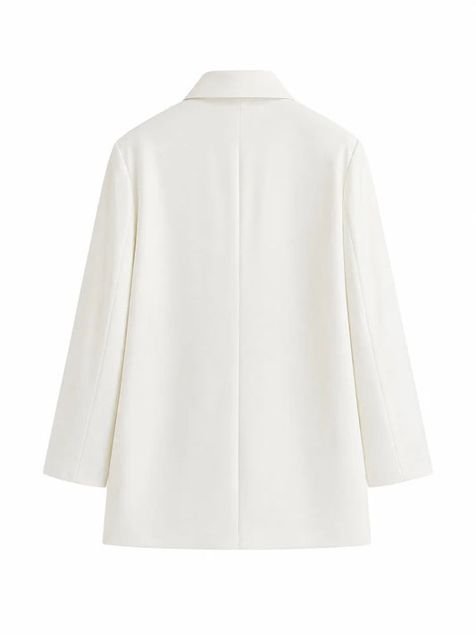 Women Double Breasted Blazer Elegant Office Lady Suit Jacket Oversized Casual Long Sleeve Blazer Spring Autumn Outerwear