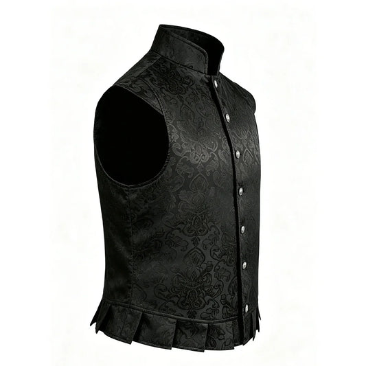 Men's Vest – Vintage Brocade Sleeveless Waistcoat for Gothic Steampunk & Halloween Cosplay