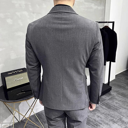 Men's Double-Breasted 2-Piece Suit – Slim Fit, Formal Business & Wedding