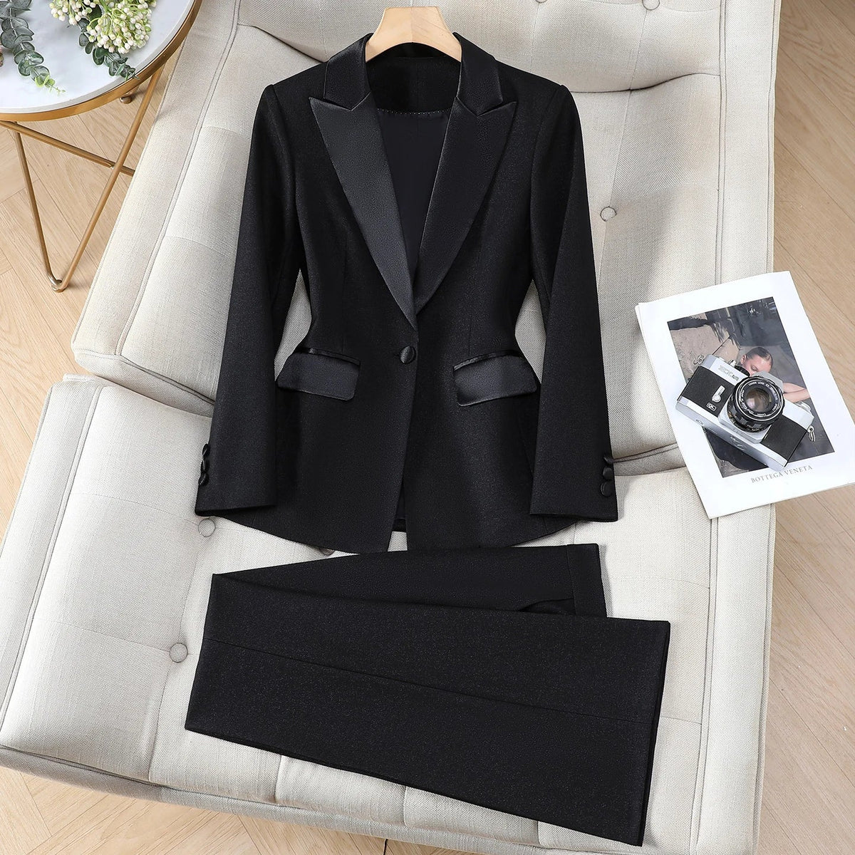 Elegant Chic Business Trousers Blazer Suits Women Autumn New 2026 Commuter Jackets and Pants Sets 2 Piece Outfit Black