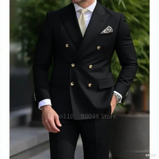 Wedding Men Suits Smart Casual Groom Tuxedos Slim Fit Blazer Set Formal Business Suit For Men 2 Piece Costume Homme