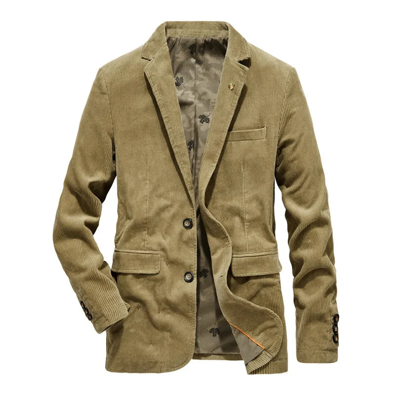 High Quality Men's Corduroy Blazer Oversized Male Suit Jacket Solid Casual Blazers Men Clothing Leisure Suit Coats 4XL