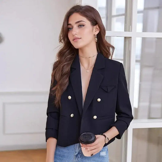 Women Short Coat Spring Spring Autumn Suit 2025 New Fashion Korean Long Sleeve Chic Cropped Blazers Woman Jacket Casual Office