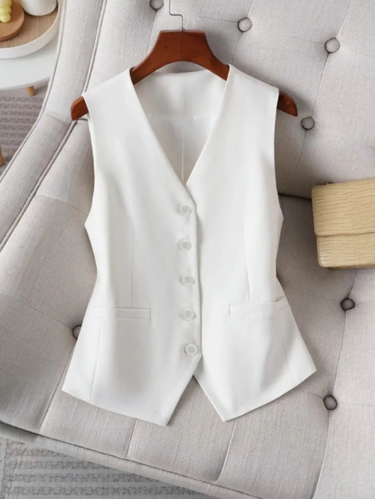 Vintage Inspired Women's Waistcoat Retro Brown V-Neck Slim Fit Suit Vest for a Classic Look,Office & Business Casual