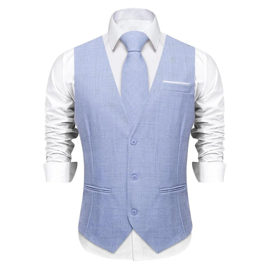 Men's Vest Single Breasted V-Neck Solid Waistcoat – Multi-Color