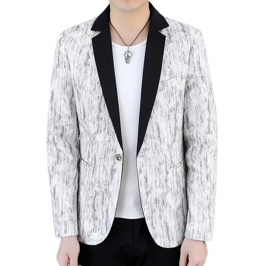 Men's Blazer Slim Fit Single Button Smart Casual Suit Jacket for Spring and Autumn